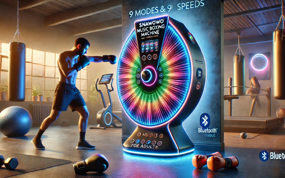 snawowo Music Boxing Machine for Adults, Bluetooth Music Punching Machine with Gloves, Electronic LED Boxing Machine Wall Mounted Music, 9 Modes & 9 Speeds, Home Indoor Workout Trainer Equipment