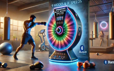 snawowo Music Boxing Machine for Adults, Bluetooth Music Punching Machine with Gloves, Electronic LED Boxing Machine Wall Mounted Music, 9 Modes & 9 Speeds, Home Indoor Workout Trainer Equipment