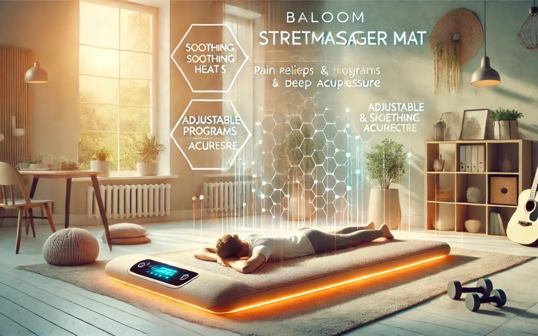 Stretching Massager Mat for Back, Neck, and Body Pain Relief with Soothing Heat | Workout, Yoga, Exercise | Adjustable Programs & Intensity Supports Deep Acupressure