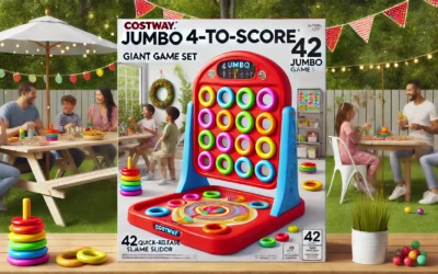 COSTWAY Jumbo 4-to-Score Giant Game Set, 4 in A Row for Kids and Adults, 3.5FT Tall Indoor & Outdoor Game Set with 42 Jumbo Rings & Quick-Release Slider, Perfect for Holiday Party & Family Game, Red