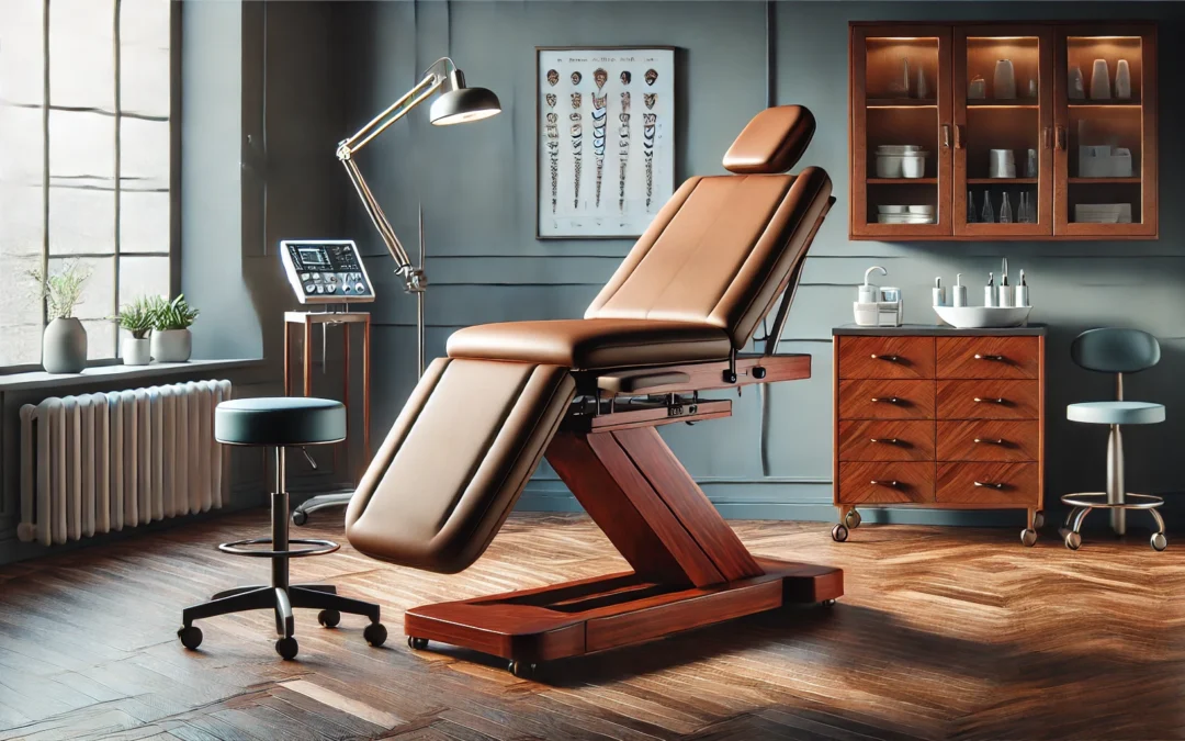 AdirMed Wooden Medical Exam Table with Mahogany Finish, Medical Table for Medical Exam Room Furniture, Spa Beds and Tables