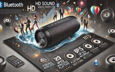 Bluetooth Speaker with HD Sound, Portable Wireless, IPX5 Waterproof, Up to 20H Playtime, TWS Pairing, BT5.3, for Home/Party/Outdoor/Beach, Electronic Gadgets, Birthday Gift (Black)