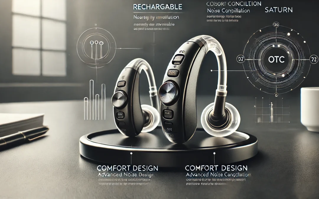 Saturn OTC Hearing Aids for Senior & Adult, Rechargeable Hearing Amplifiers with Comfort Design, Noise Cancellation for Aid & Assist Hearing, Discreet & Nearly Invisible In-Ear Device(Black)