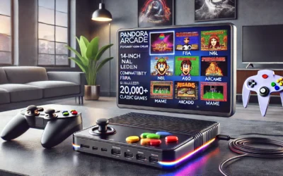 Pandora Arcade Portable Retro Video Game Player Built-in 20000+ Classic Games 14 inch LED Integrated Recreation Arcade Emulator Console Compatible with FBA/N64/Arcade/MAME