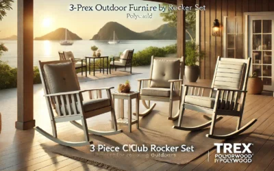 Trex Outdoor Furniture by Polywood 3-Piece Yacht Club Rocker Set, Sand Castle