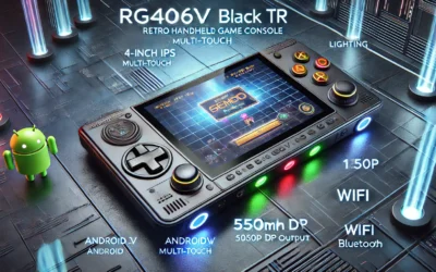 RG406V Retro Handheld Game Console 4-inch IPS Multi-touch Screen Android 13 5500mAh RG 406V Video Games Built-in Hall Joystick RGB Lighting Support 1080p DP Output WIFI Bluetooth (RG406V Black TR)