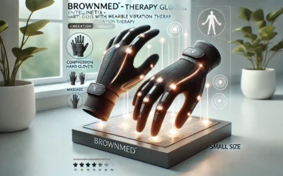 Brownmed – Intellinetix Therapy Gloves – Compression Hand Gloves for Arthritis Support – Massage Gloves with Wearable Vibration Therapy – Hand Support – Small