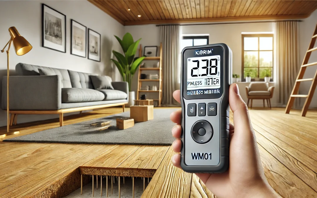 Kiprim Pinless Moisture Meter Home Moisture Level Tester Damp Meter for Floor,Wood, Walls, Concrete – Accurate Non-Destructive Testing Moisture Meter WM01