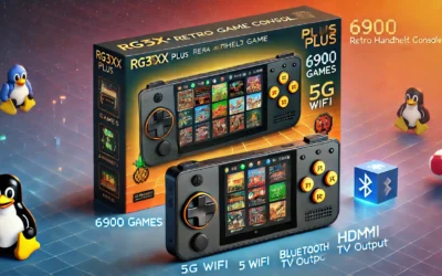 RG35XX Plus Retro Game Consoles Handheld Game Console 3.5 inch IPS Screen Linux System RG35XXPlus Classic Emulator Hand Held Gaming Console with 6900 Games 5G WiFi Bluetooth HDMI TV Output Black