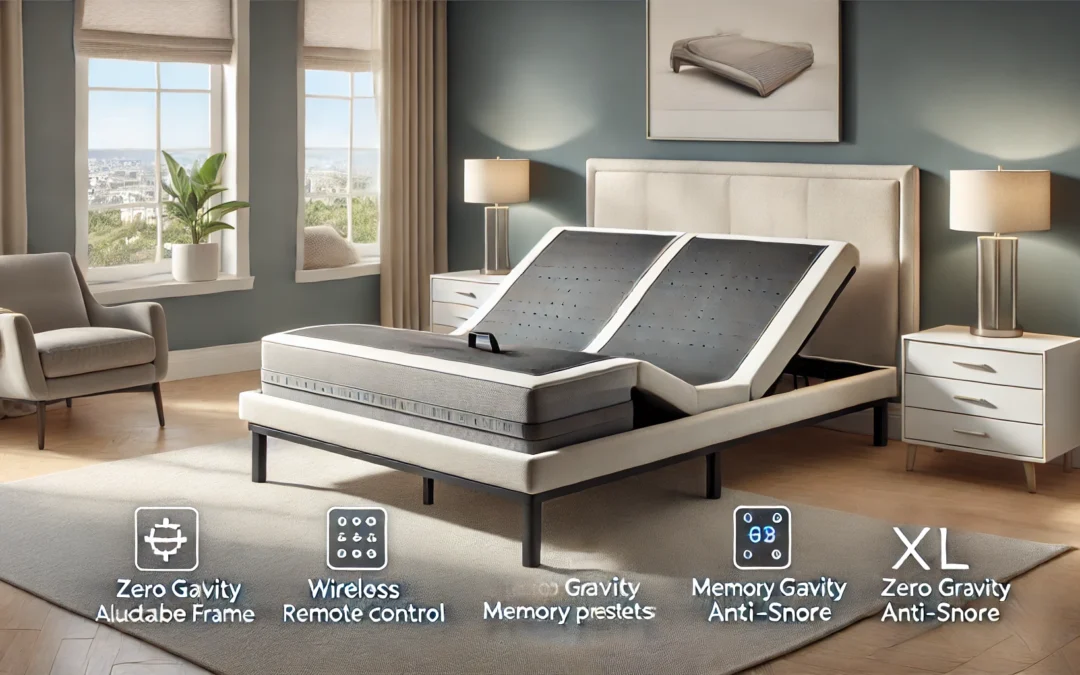 SunsGrove Twin XL Adjustable Bed Frame with Wireless Remote, Electric Bed, Zero Gravity Bed, Head and Foot Incline, Adjustable Leg Heights Bed Base, Memory Pre-Sets, Anti-Snore