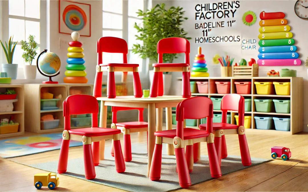 Children’s Factory Baseline 11″ Child Chair, Cand Apple Red, 4 Pack, Stackable Ergonomic Seating Solution for Classrooms and Homeschools