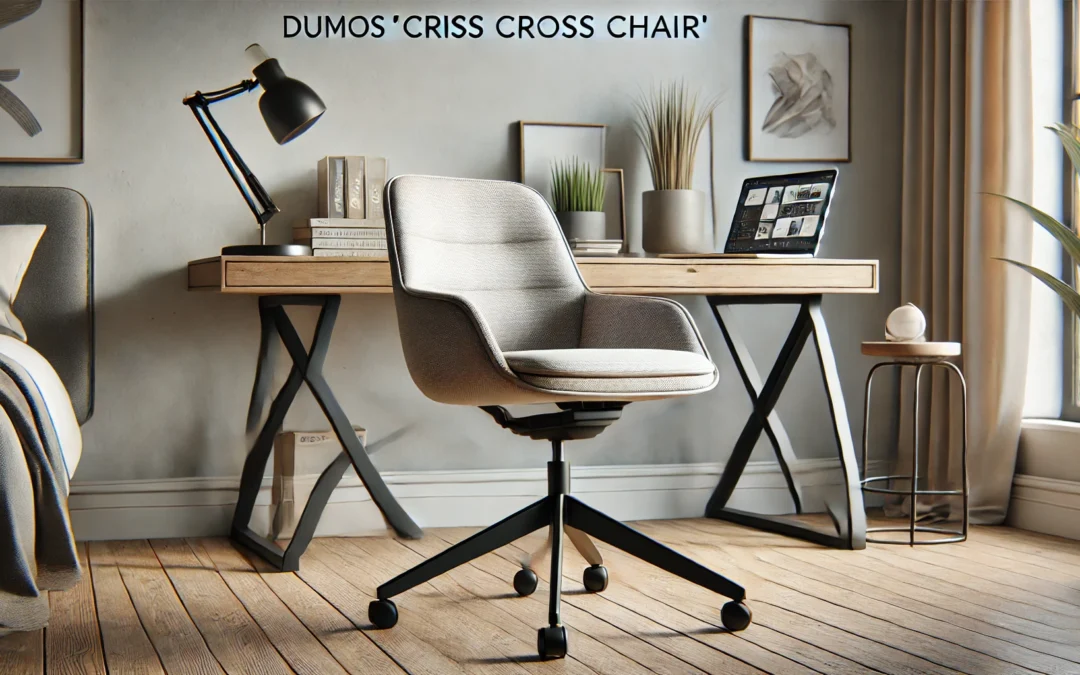 DUMOS Cirss Cross Chair Legged Office Wide Comfy Desk Seat, No Wheels Armless Computer Task Seating, Swivel Vanity Home Height Adjustable