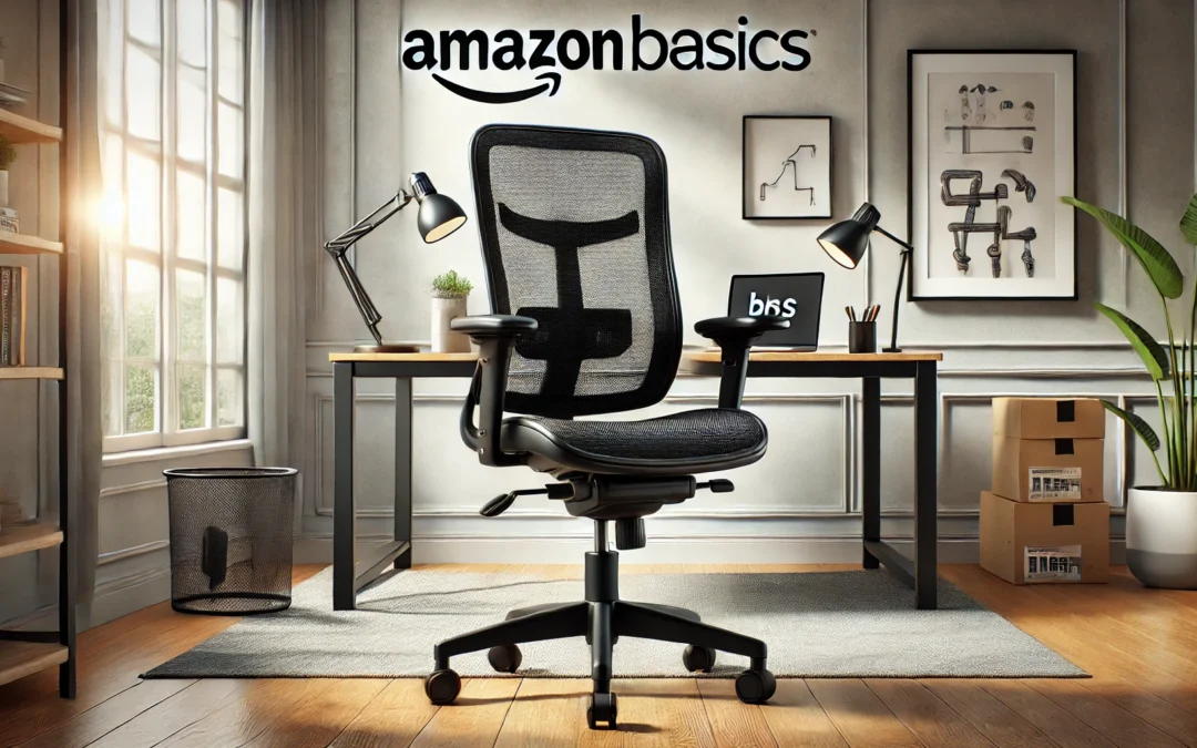 Amazon Basics Mesh Mid-Back Adjustable-Height 360-Degree Swivel Office Desk Chair with Armrests, Lumbar Support and Easy to Assemble, Black