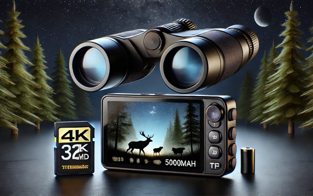 Night Vision Goggles – 4K Night Vision Binoculars with 5000mAh Rechargeable Battery, 32GB TF Card can Save Photo and Video, 3” HD Screen for Camping & Security, Black
