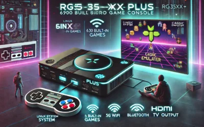 RG35XX Plus Retro Game Consoles Handheld Game Console 3.5 inch IPS Screen Linux System RG35XXPlus Classic Emulator Hand Held Gaming Console with 6900 Games 5G WiFi Bluetooth HDMI TV Output Black