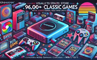 Kinhank 12TB External HDD Hard Drive, Retro Gaming Hard Drive with96000+ Classic Games, Portable Game Hard Drive Disk,Retro Game Consoles Compatible with Win-7/8/10/11