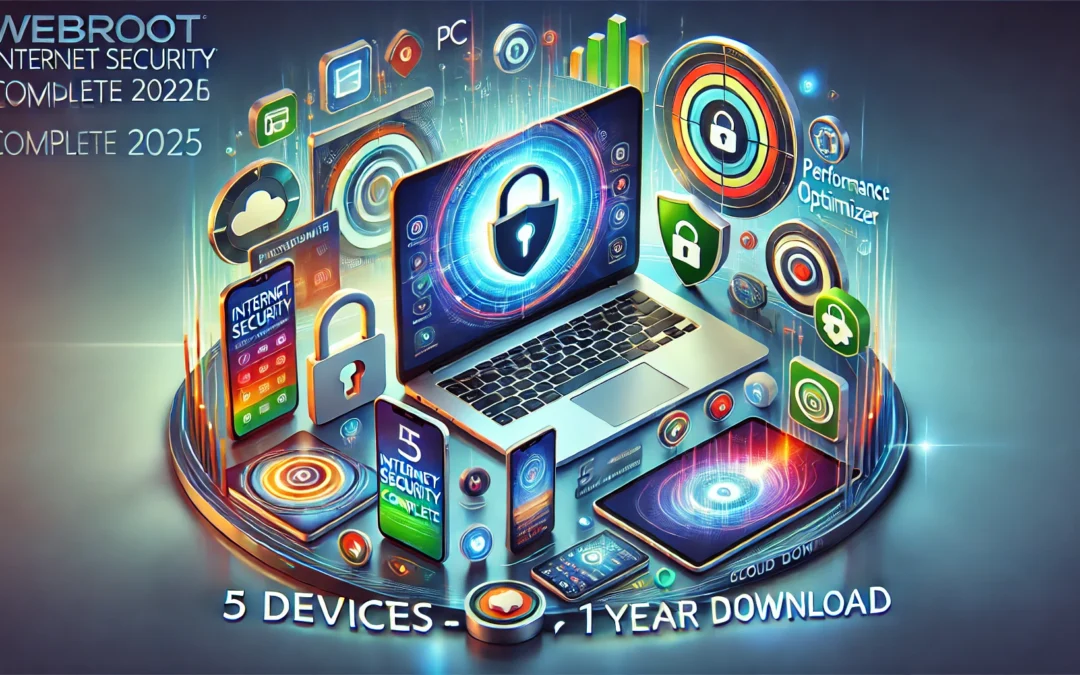 Webroot Internet Security Complete | Antivirus Software 2025 | 5 Device | 1 Year Download for PC/Mac/Chromebook/Android/IOS + Password Manager, Performance Optimizer and Cloud Backup