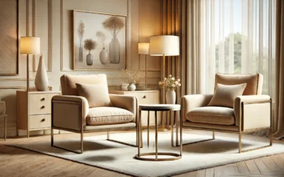Accent Chair Set of 2 with Table, Living Room Chairs with Soft Seat and Armrests for Living Room Bedroom Reading Room Waiting Room (Beige) (AC01)
