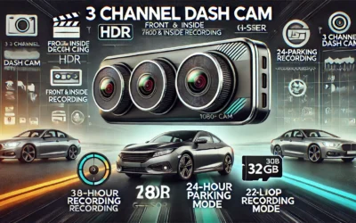 Dash Cam, 3 Channel Dash Cam, 1080P Dash Cam Front and Inside, Triple Dash Cam, Dash Camera with 32GB Card, HDR, G-Sensor, 24Hr Parking, Front Rear Dash Cam Loop Recording