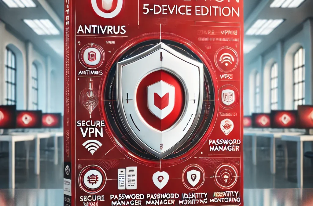 McAfee Total Protection 5-Device 2025 Ready | Security Software Includes Antivirus, Secure VPN, Password Manager, Identity Monitoring | Download