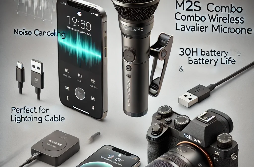 Hollyland Lark M2S Combo (Camera RX+USB-C RX+ Lightning Cable) Wireless Lavalier Microphone for iPhone/Camera/Android/PC, Titanium Clip, Noise Cancelling, 30H Use, Vlog, Interview, Content Creation