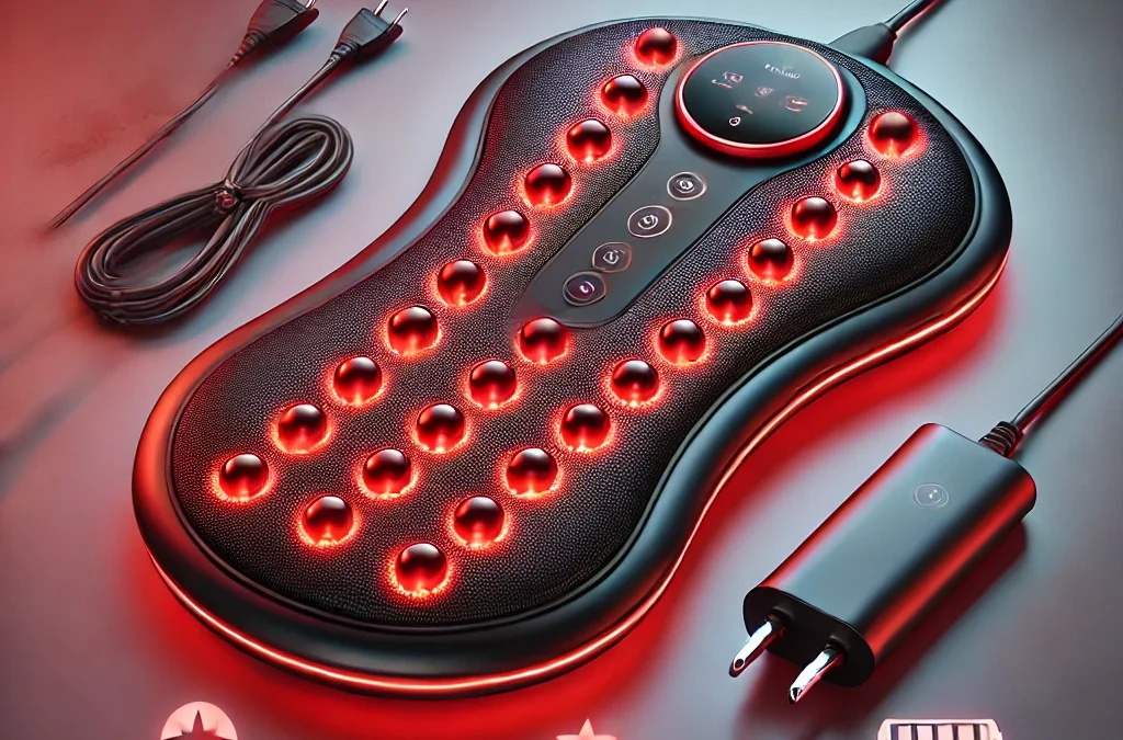 Cordless Infrared Red Light Massager Pad for Body, 3 Massage Levels, 3 Timer Setting, 46pcs Beads of 660nm & 850nm, 5000mAh, Black