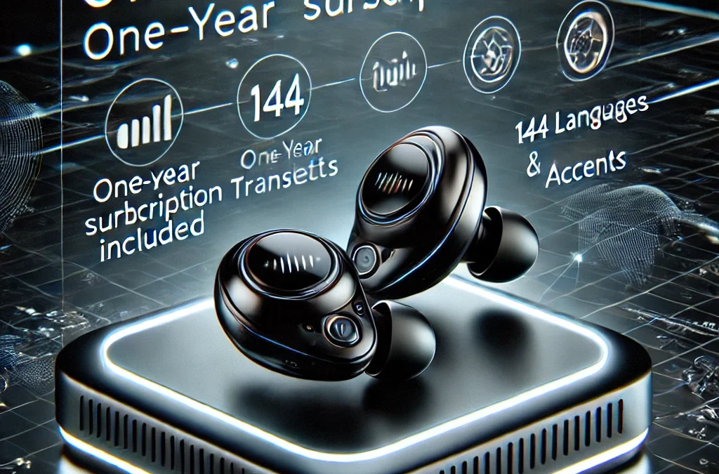 AI Language Translation Earbuds, OWS Real-Time Translator One-Year Free Subscription Included for 144 Languages & Accents Translation Device Earphones (Black)