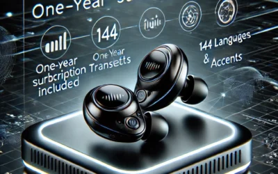 AI Language Translation Earbuds, OWS Real-Time Translator One-Year Free Subscription Included for 144 Languages & Accents Translation Device Earphones (Black)
