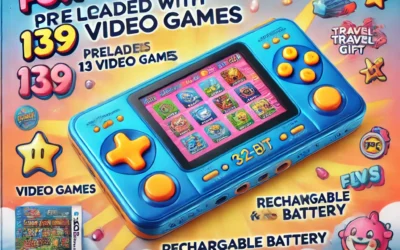 32 Bit Handheld Games for Kids Preloaded 139 Video Games, Portable Video Gaming Player with 3.0″ IPS Screen and Rechargeable Battery, Mini Travel Games Electronic Gifts Toys for Boys Girls, Blue