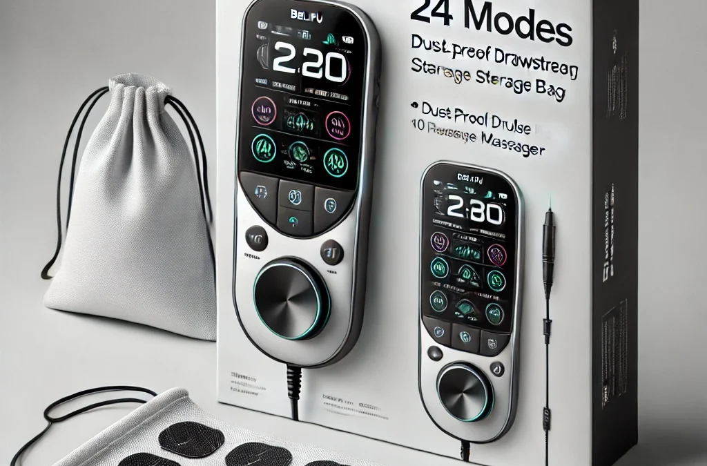 Belifu Dual Channel TENS EMS Unit 24 Modes Muscle Stimulator for Pain Relief Therapy, Electronic Pulse Massager Muscle Massager with 10 Pads, Dust-Proof Drawstring Storage Bag, Fastening Cable Ties