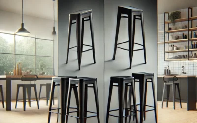 Amazon Basics Stackable Bar Stool Chair, Easy to Assemble, Sturdy, 4 Pack, 20.1″ D x 17.1″ W x 33.5″ H, Matte Black