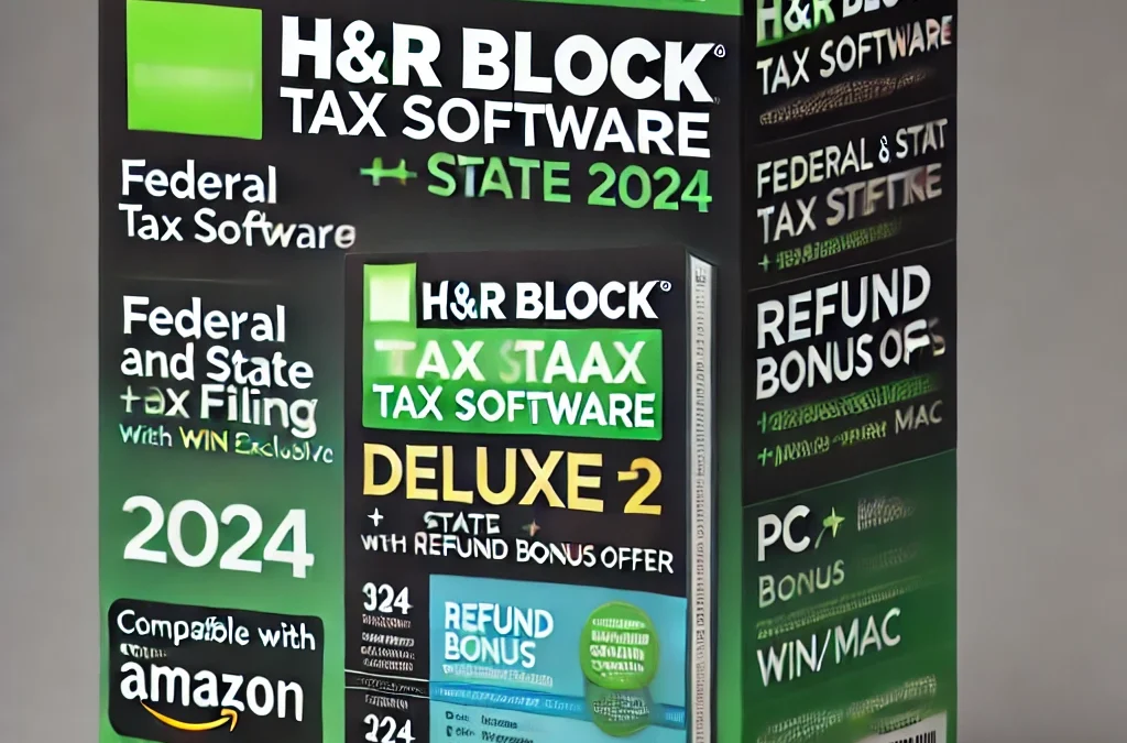 H&R Block Tax Software Deluxe + State 2024 with Refund Bonus Offer (Amazon Exclusive) Win/Mac [PC/Mac Online Code]
