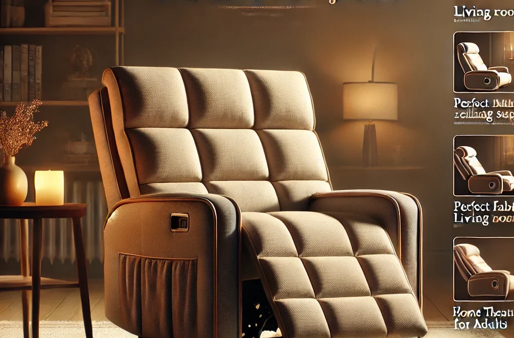 Recliner Chair with Massage and Lumbar Support, Small Fabric Home Theater Seating, Adjustable Modern Reclining Chair for Adults in Living Room
