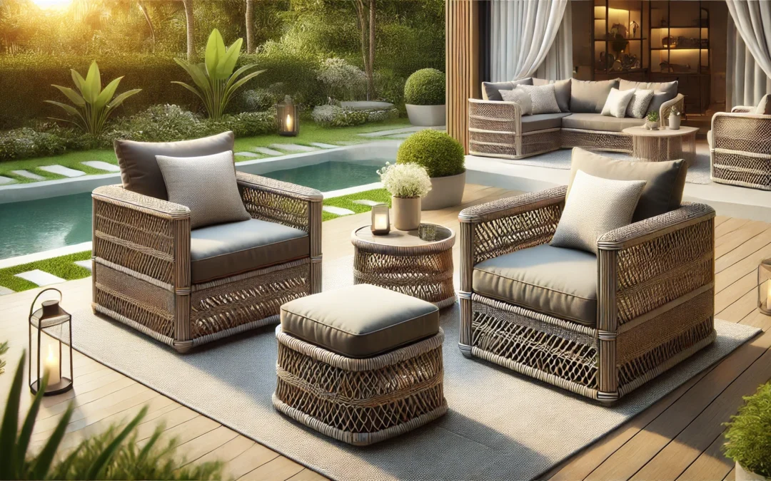 HAPPYGRILL 3 Piece Patio Furniture Set Rattan Wicker Patio Conversation Set with Coffee Table and Cushions Outdoor Sofa Set for Garden Balcony Porch Poolside