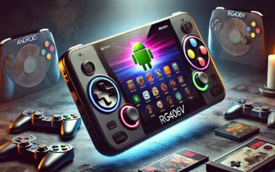 RG406V Android 13 Handheld Game Console 4″ HD IPS 8GB RAM 128GB Storage RGB Lighting Game Player 5500mAh Battery Multi-Format Game Support(Black Transparent)