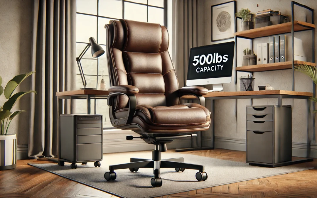 500lbs Big and Tall Office Chair with Wide Spring Seat Executive Office Chair 360 Swivel Computer Desk Chair with Heavy Duty Casters Home Office Desk Chair (Brown)