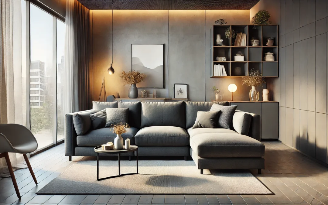 JAMFLY Small Sectional Couch Sofa Set for Living Room, L Shaped Couch Sofa Set with Chaise，Small Couches for Small Spaces, Dark Grey