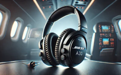 Bose A30 Aviation Headset, Noise Cancelling Pilot Headset with Adjustable ANR, Bluetooth and Lightweight Comfortable Design, Dual Plug, Black